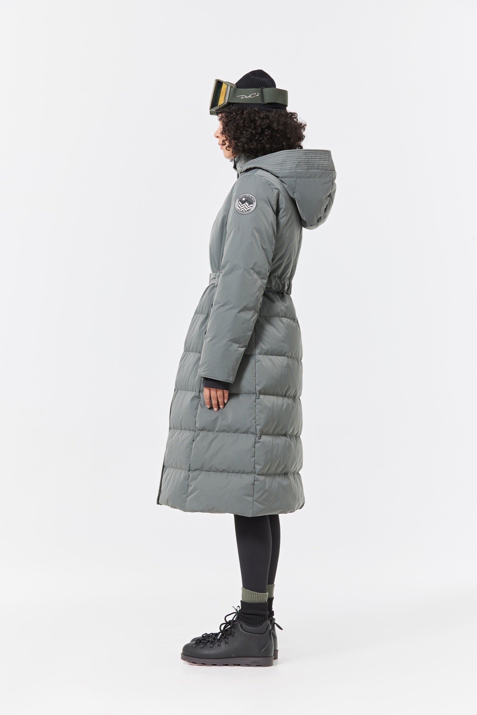 Olym Women's Long Down Jacket green view 3
