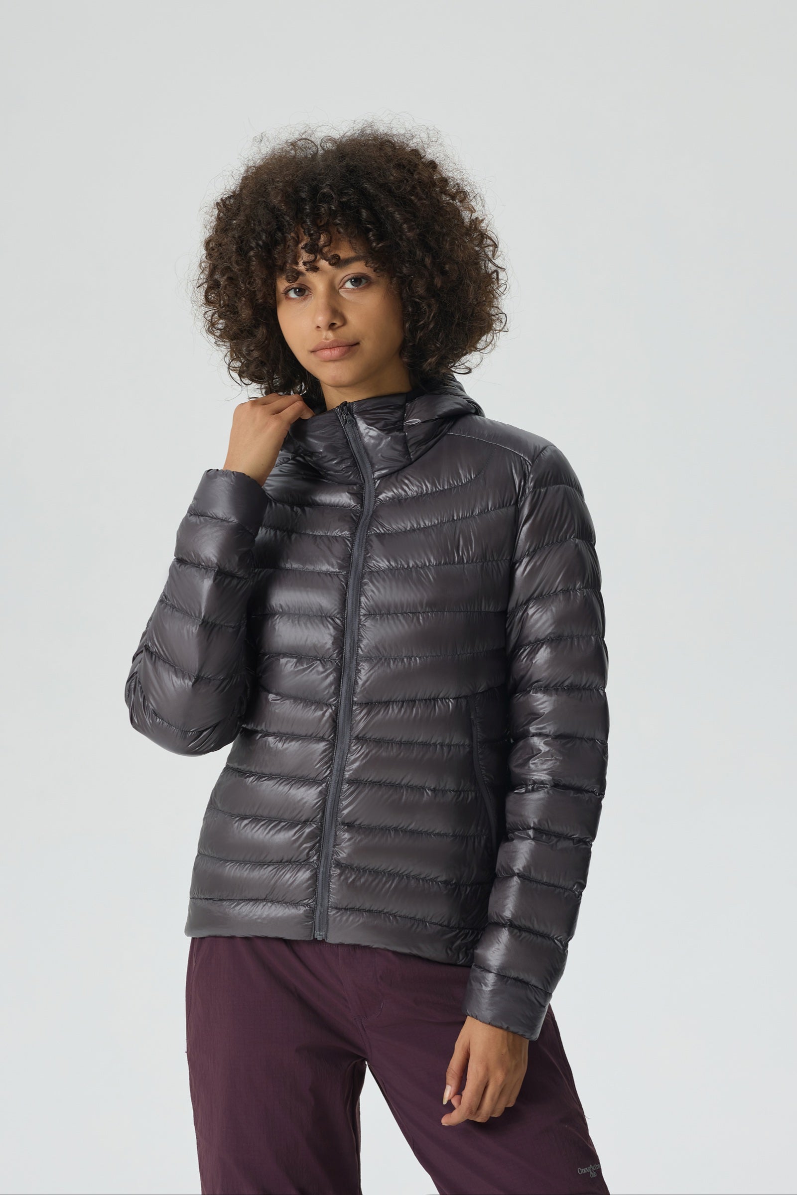 Skyline Hoody Goose Down Jacket gray view 5