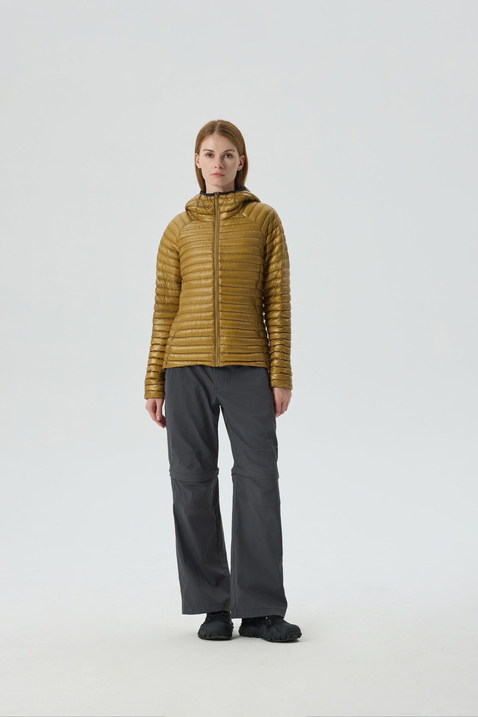 Aurora Hoody Goose Down Jacket brown view 2
