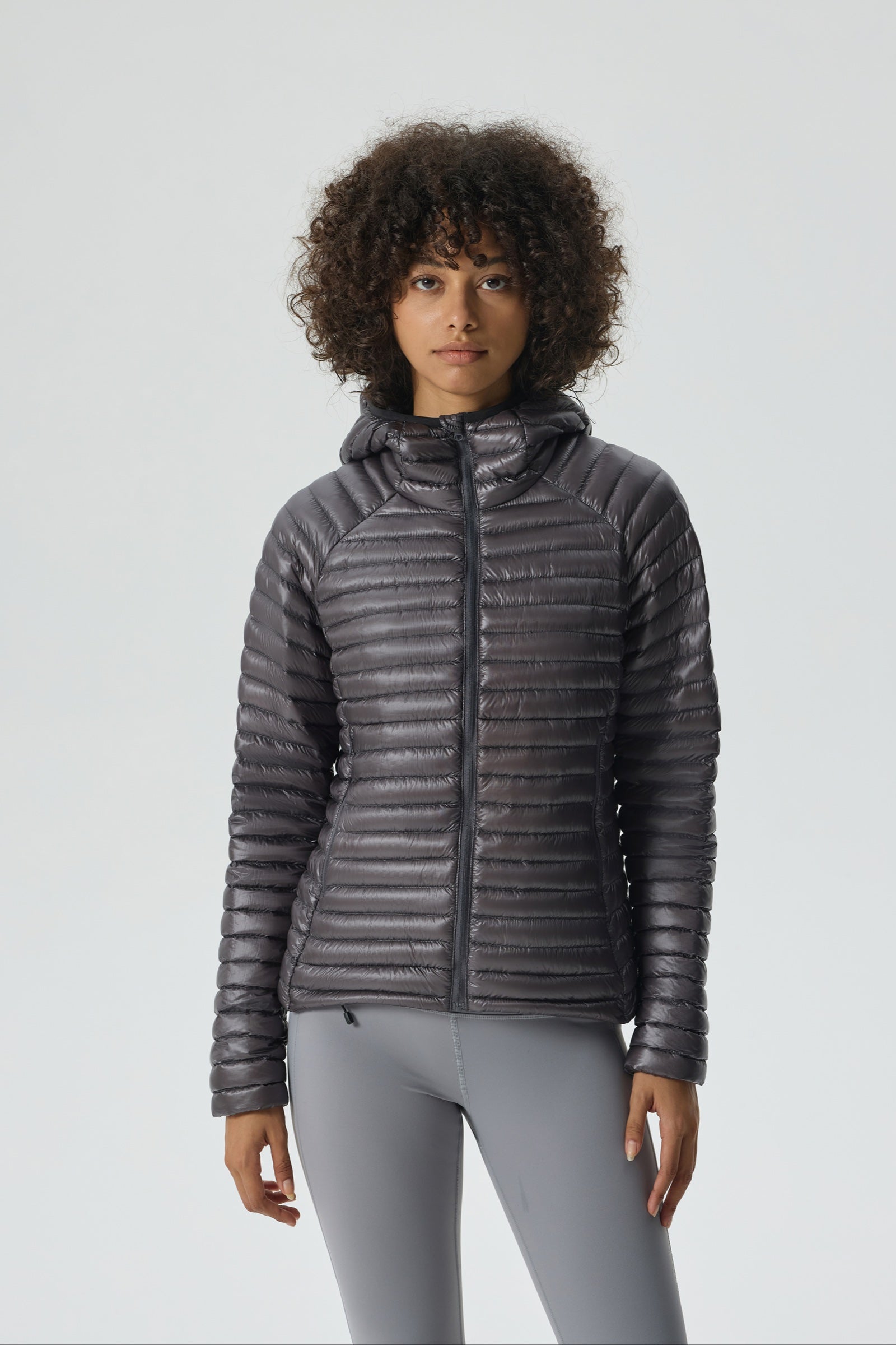 Aurora Hoody Goose Down Jacket gray view 5