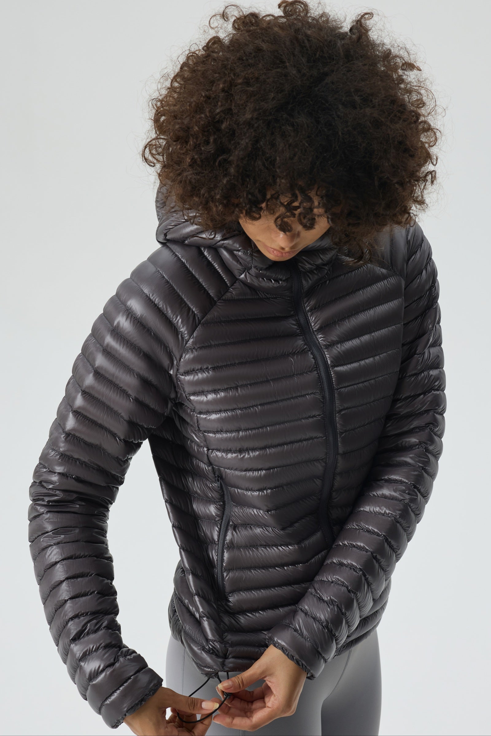 Aurora Hoody Goose Down Jacket gray view 8