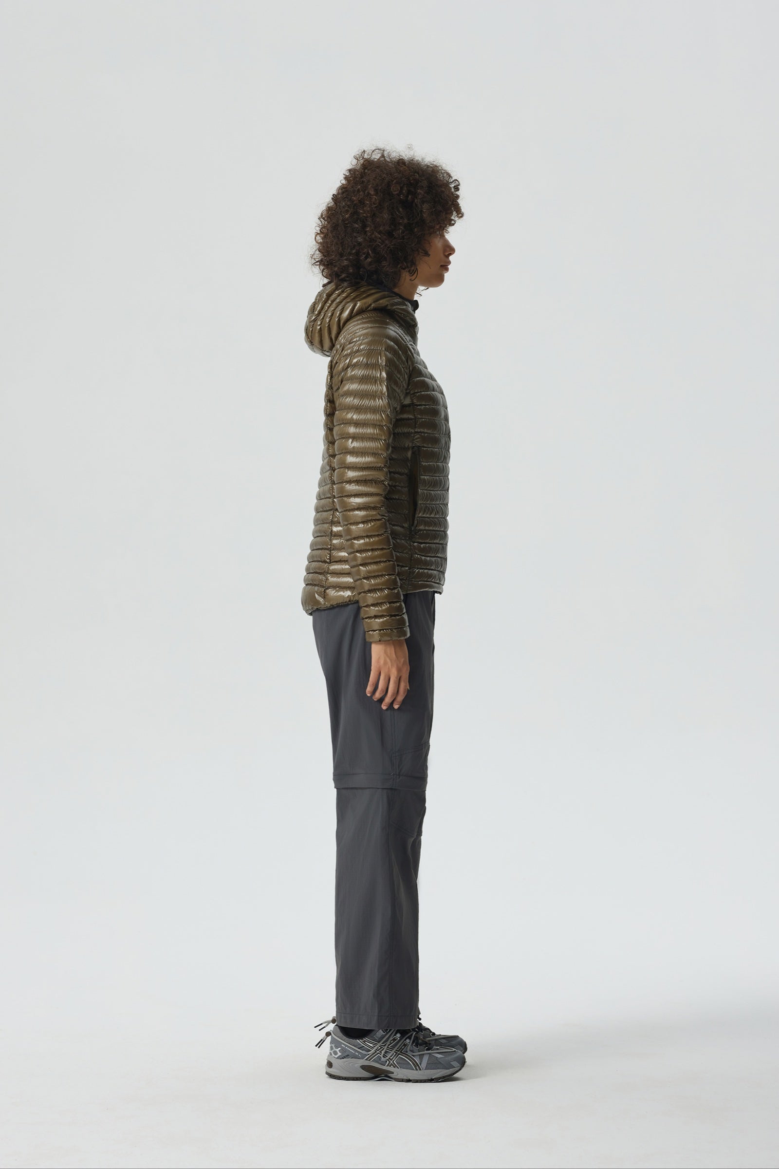 Aurora Hoody Goose Down Jacket green view 3