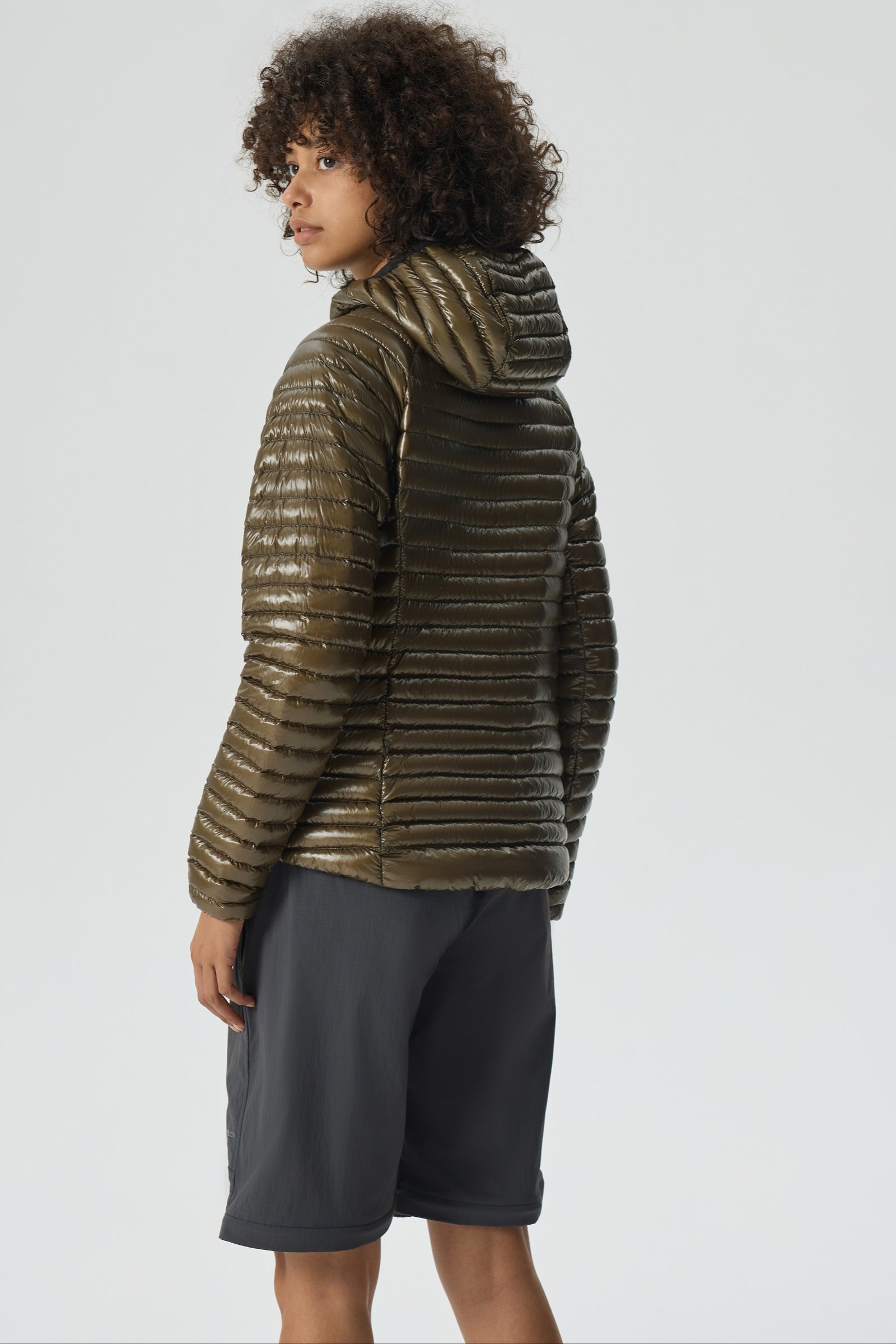 Aurora Hoody Goose Down Jacket green view 9