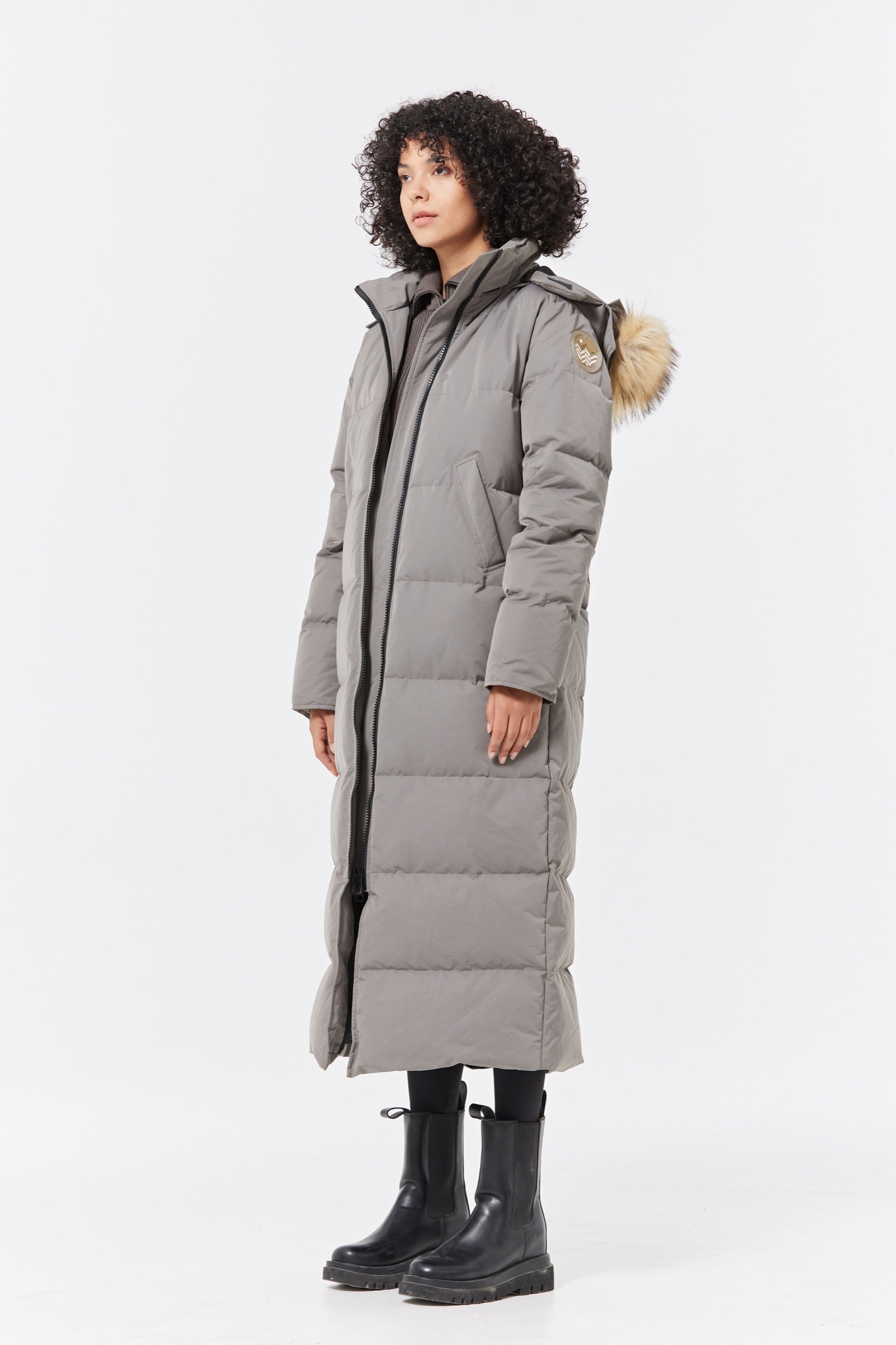 Waukee Long Down Parka Jacket charcoal view 2