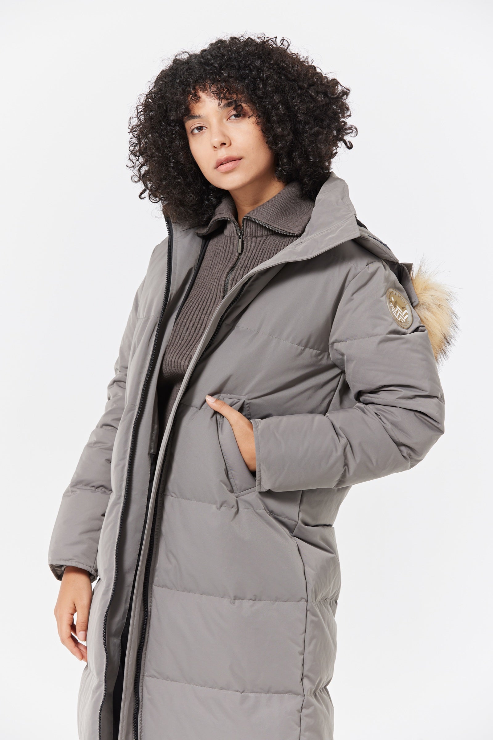 Waukee Long Down Parka Jacket charcoal view 4