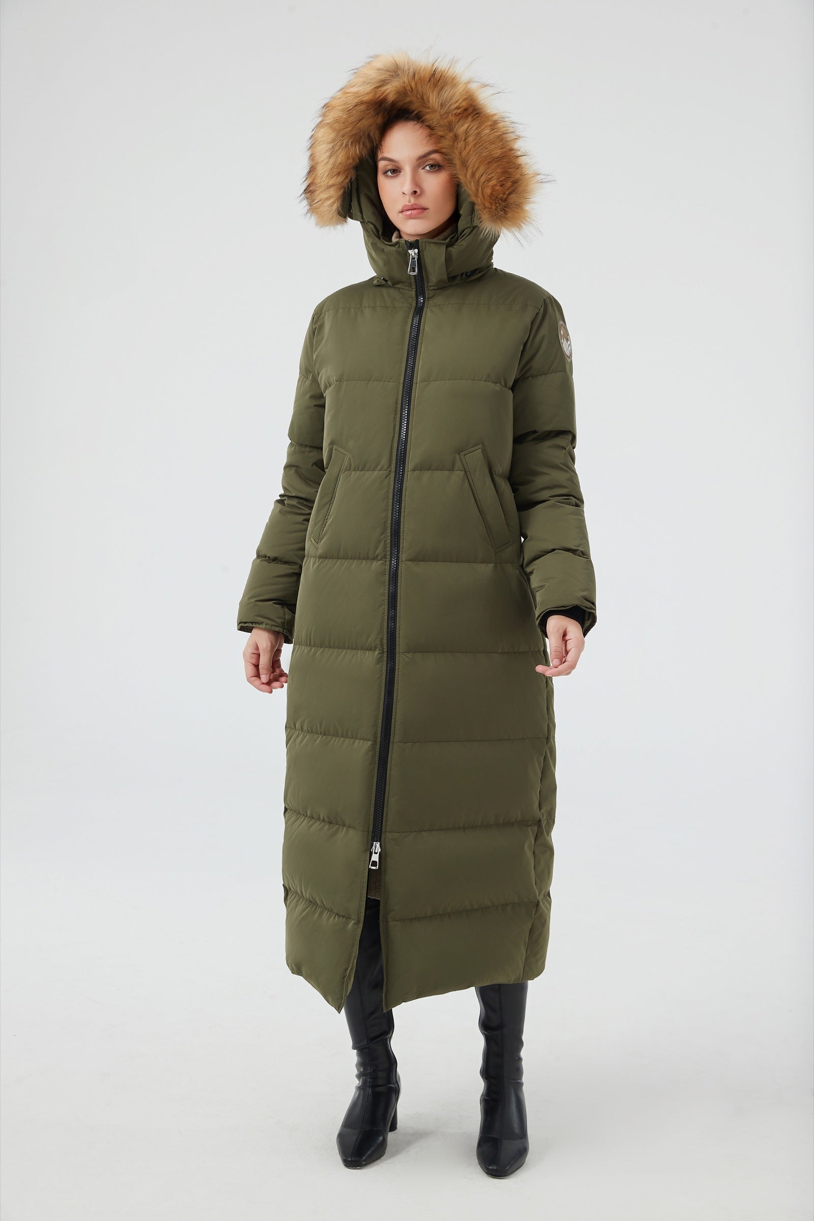 Waukee Long Down Parka Jacket olive view 6