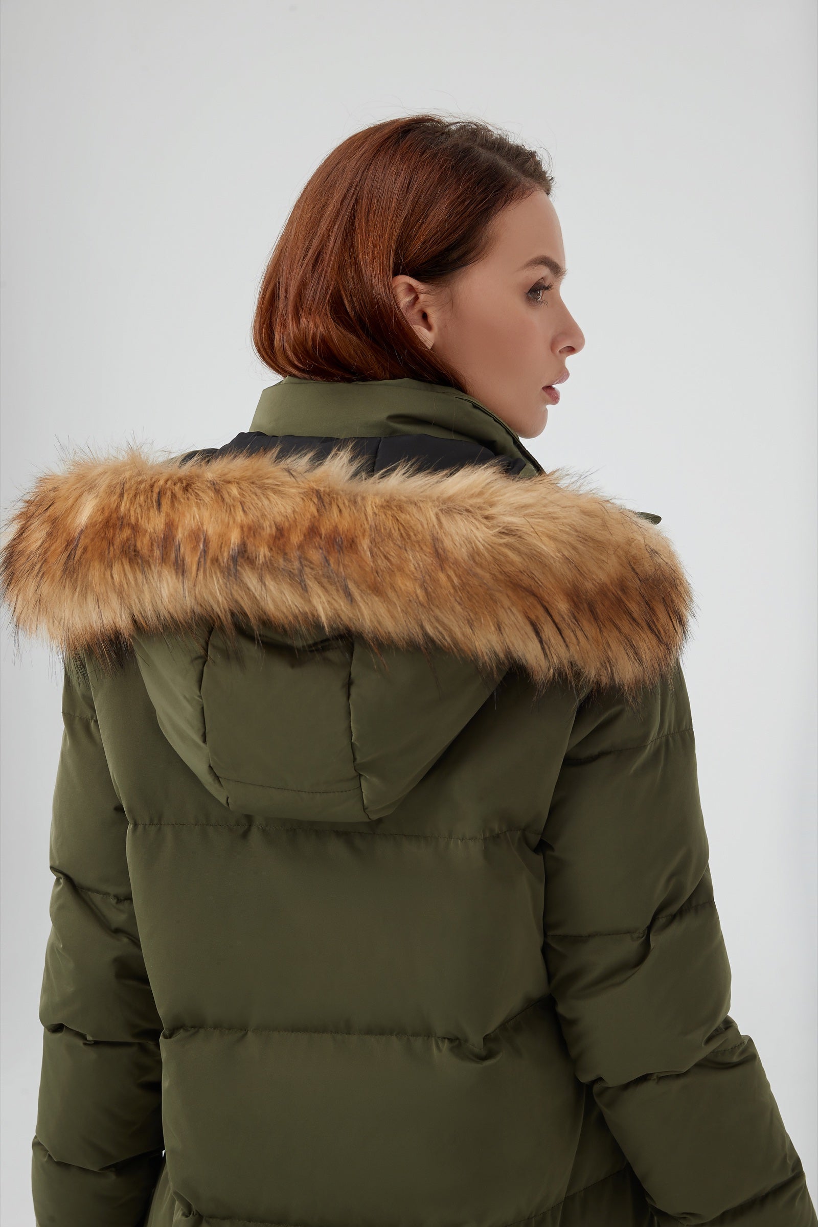 Waukee Long Down Parka Jacket olive view 7