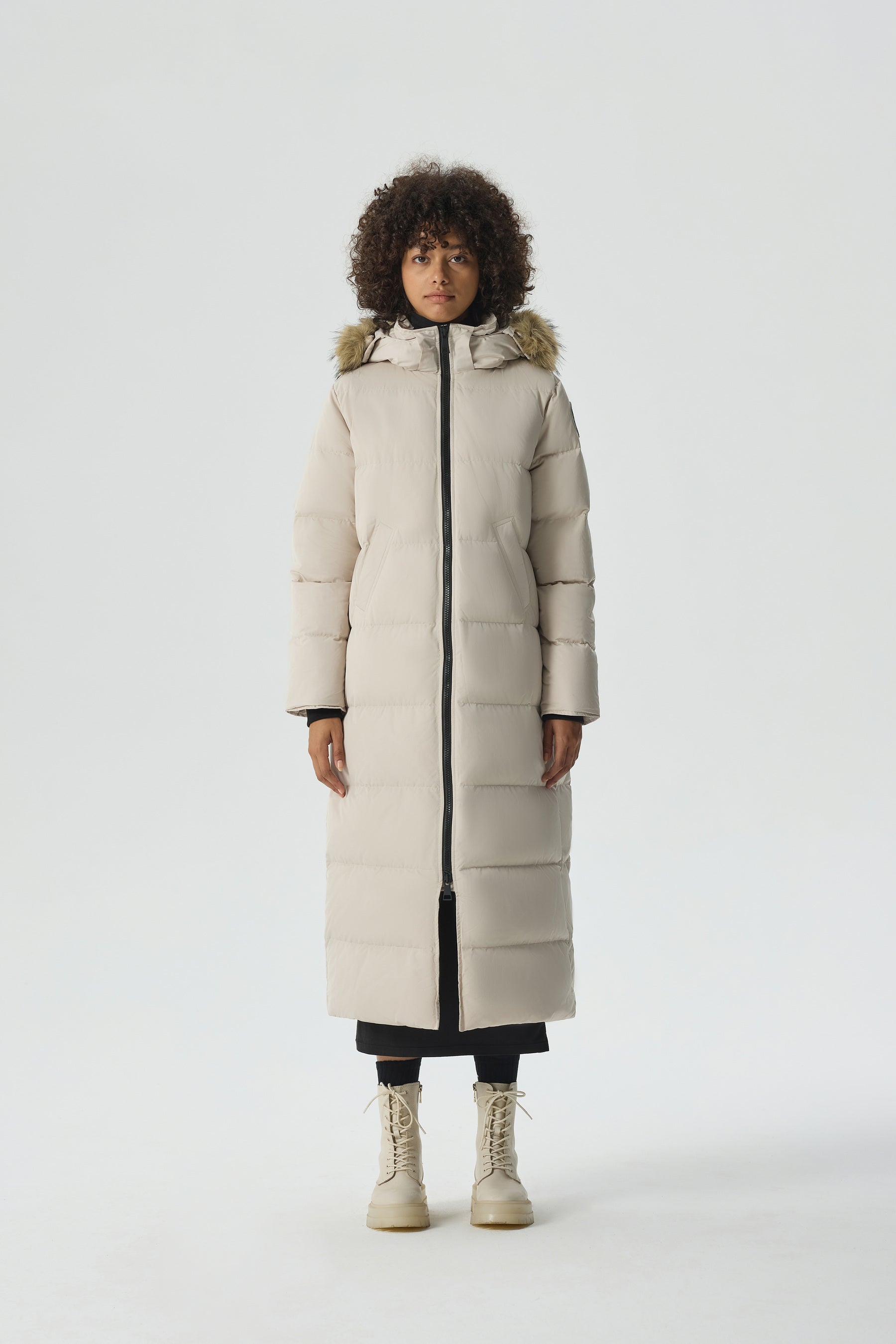 Waukee Long Down Parka Jacket white view 1