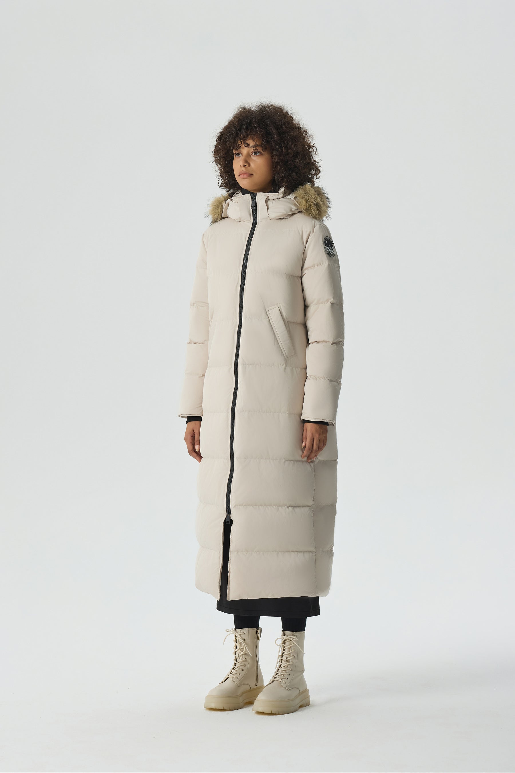 Waukee Long Down Parka Jacket white view 2