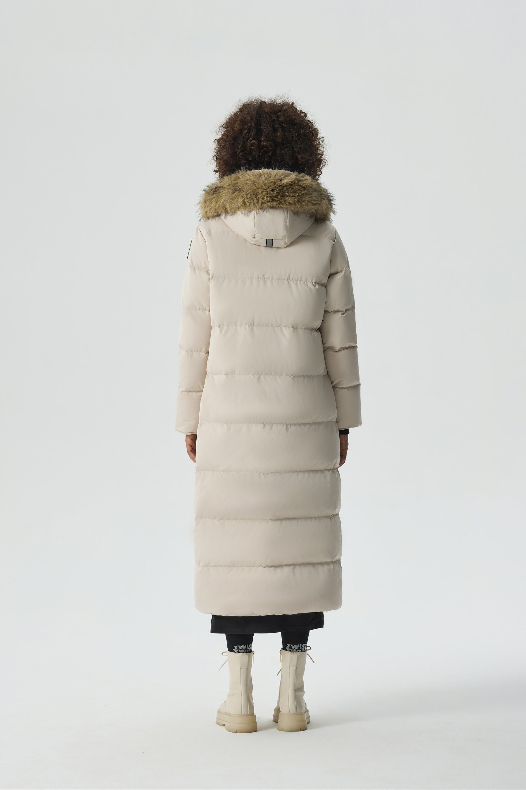 Waukee Long Down Parka Jacket white view 4