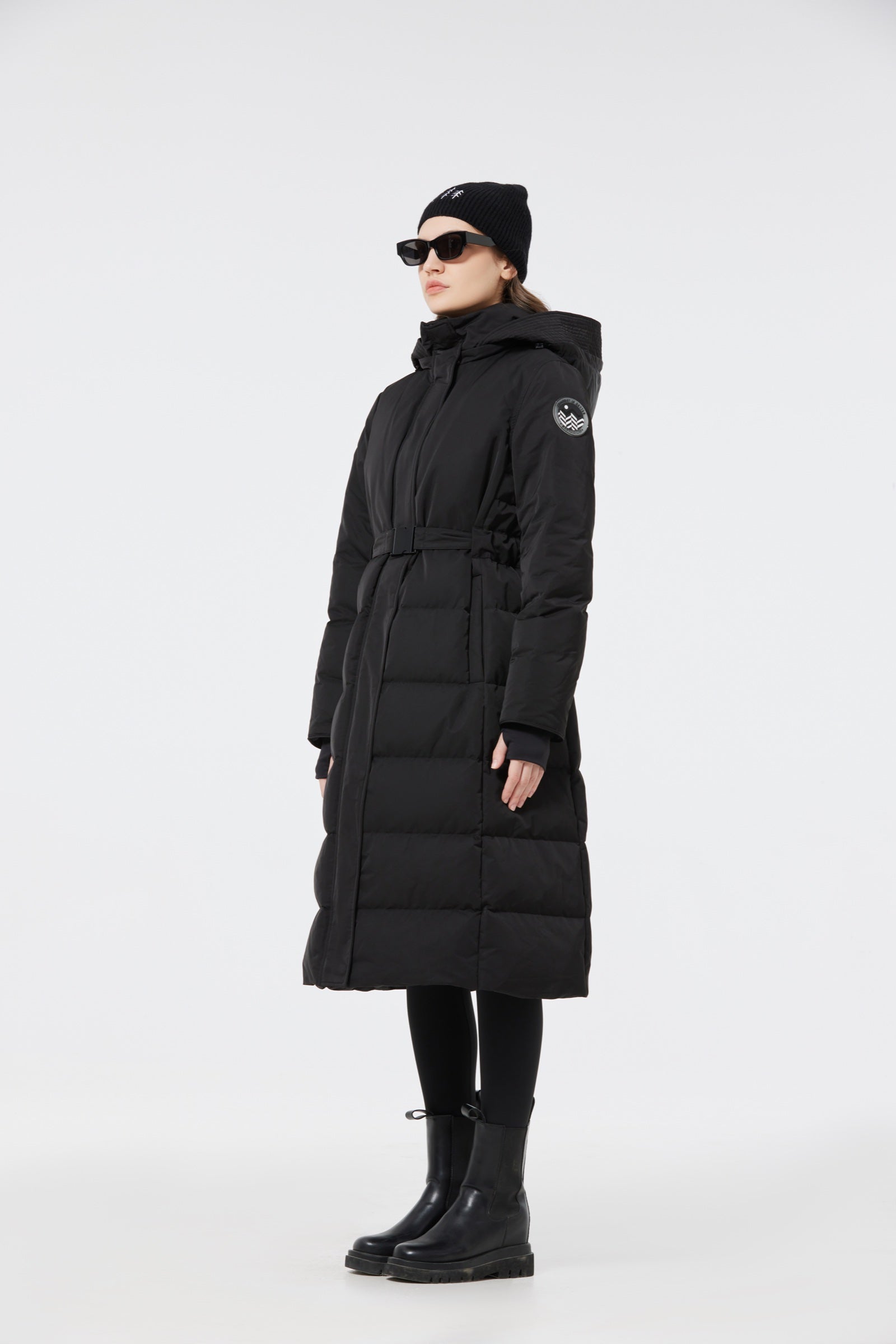 Olym Women's Long Down Jacket black view 2