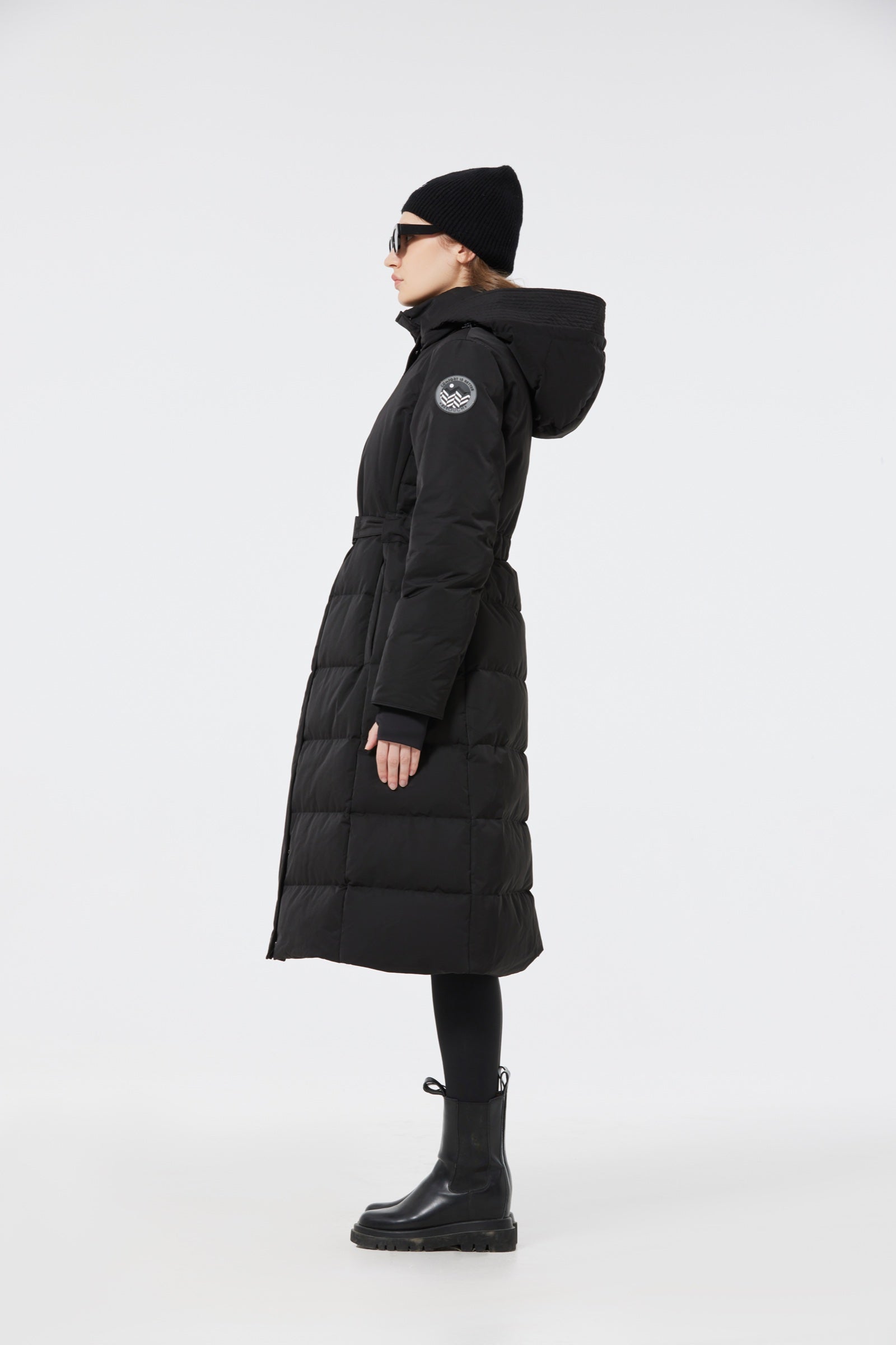 Olym Women's Long Down Jacket black view 3