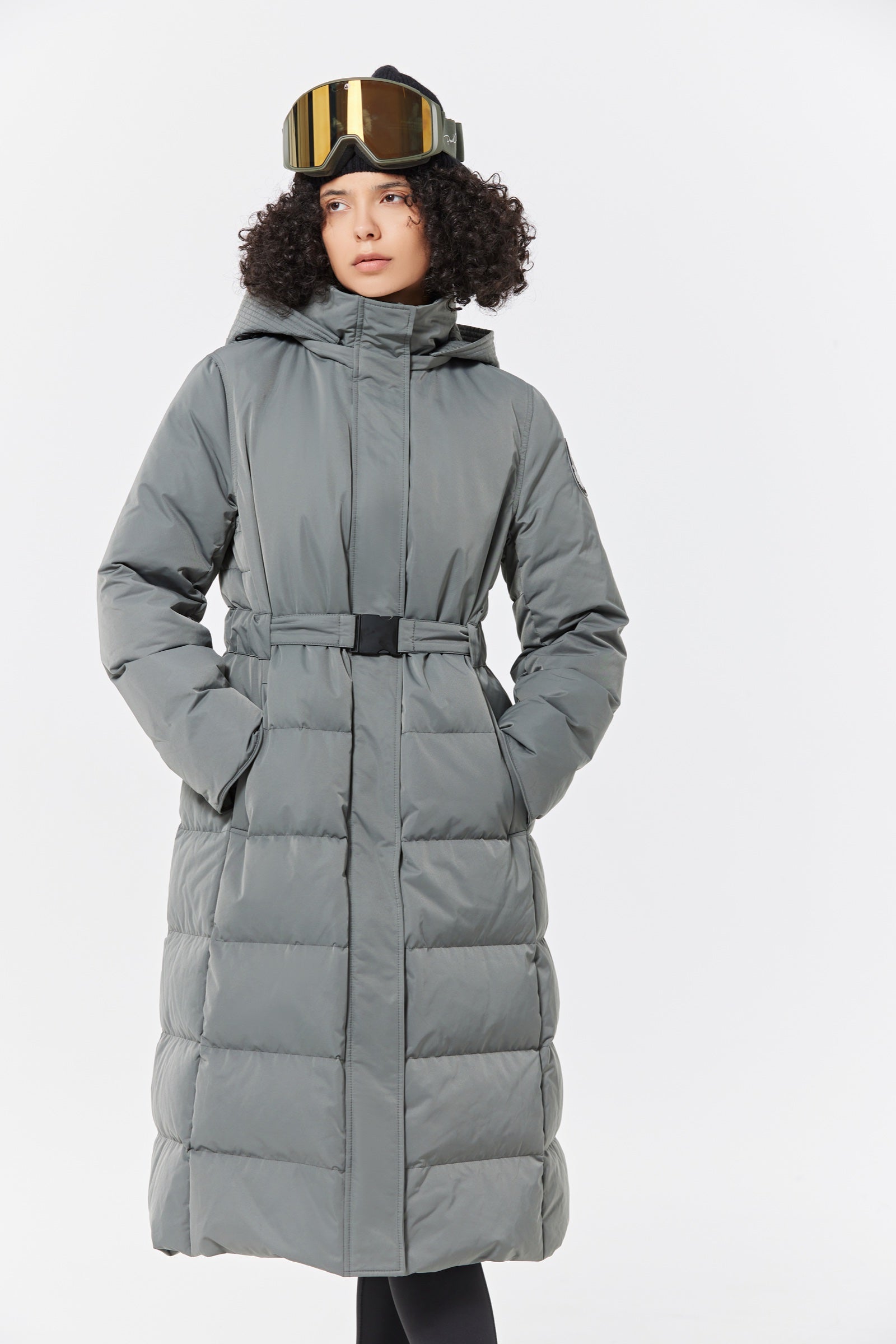 Olym Women's Long Down Jacket green view 5