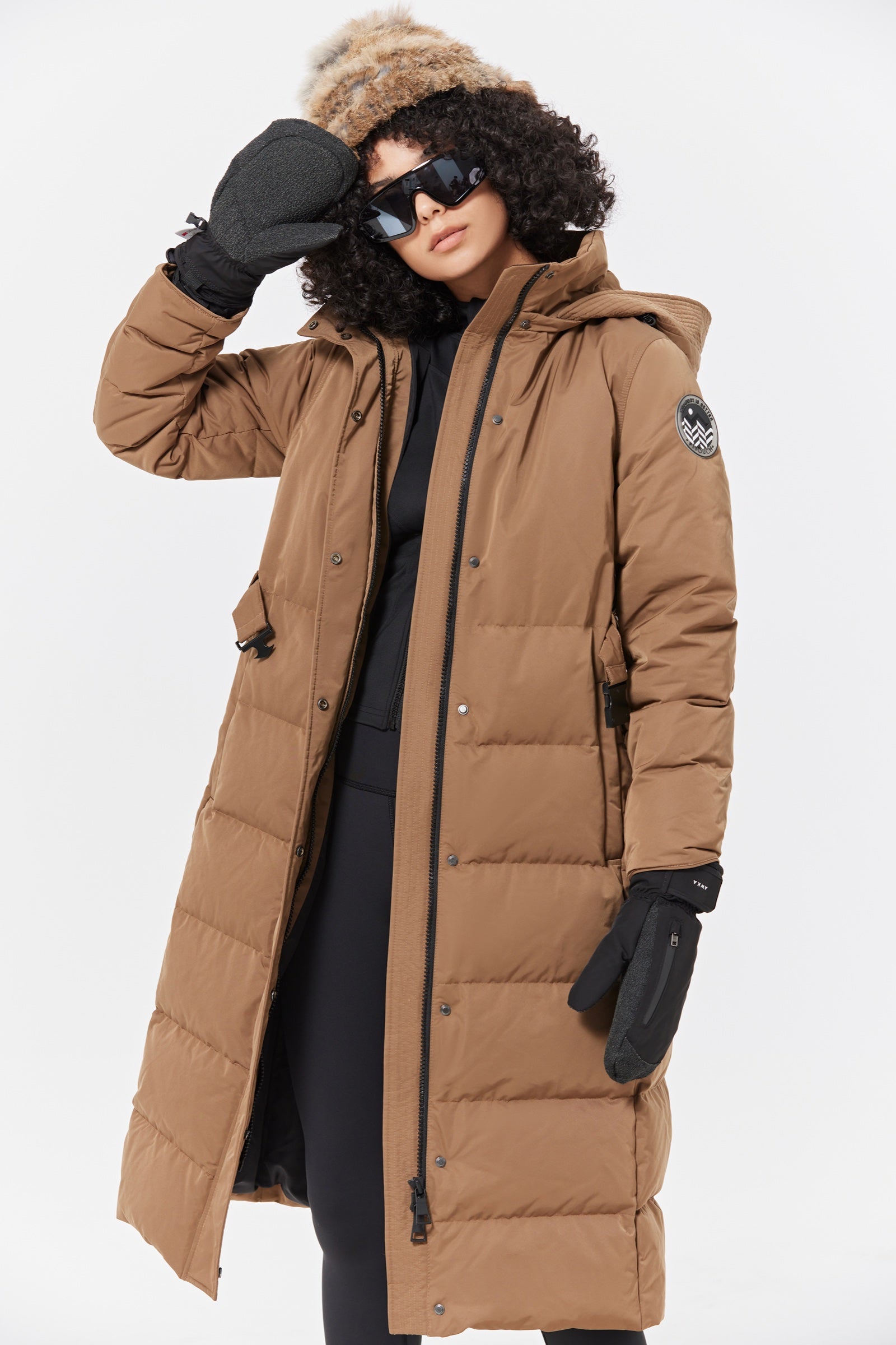 Olym Women's Long Down Jacket khaki view 7