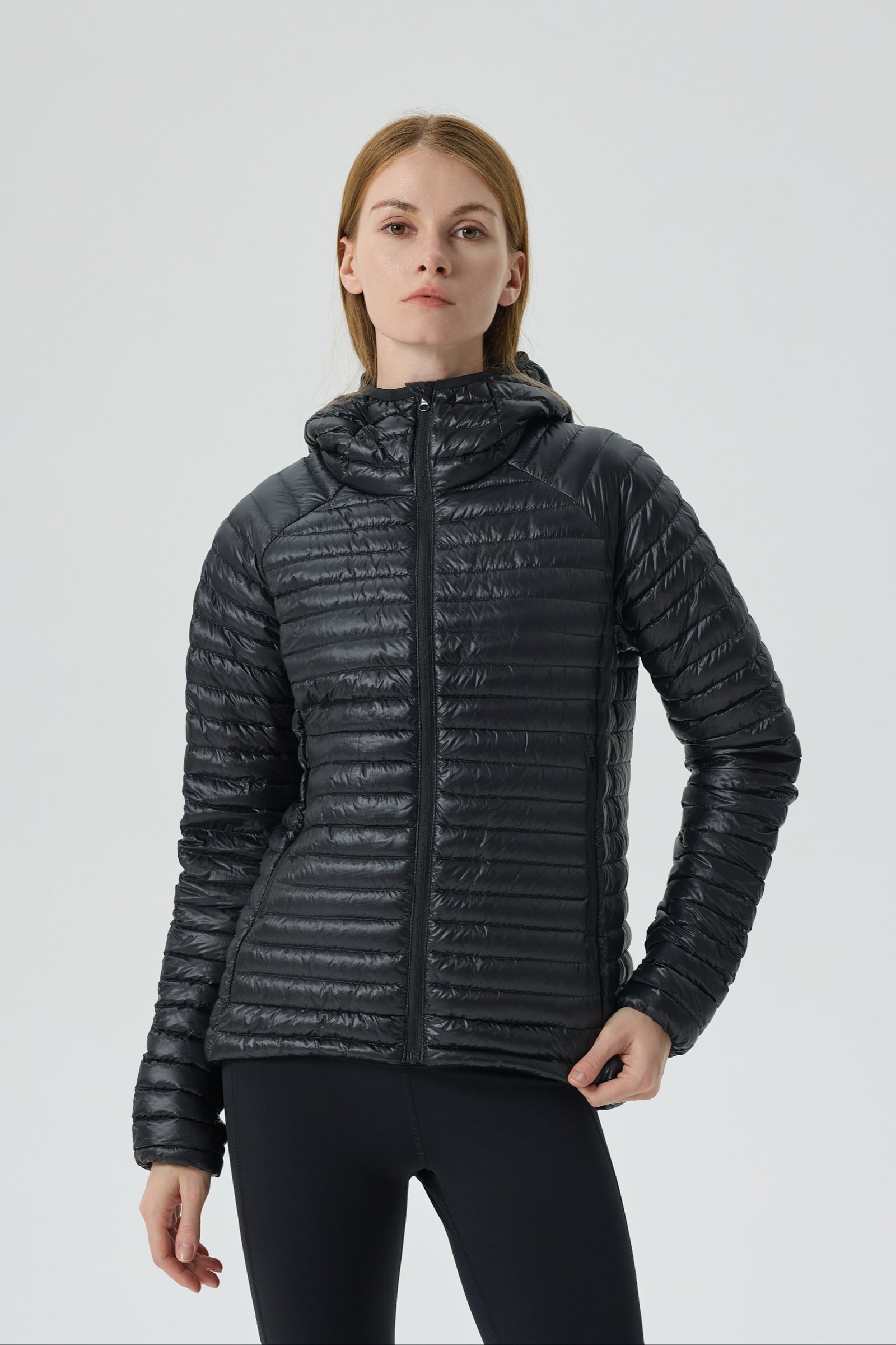 Aurora Hoody Goose Down Jacket black view 5