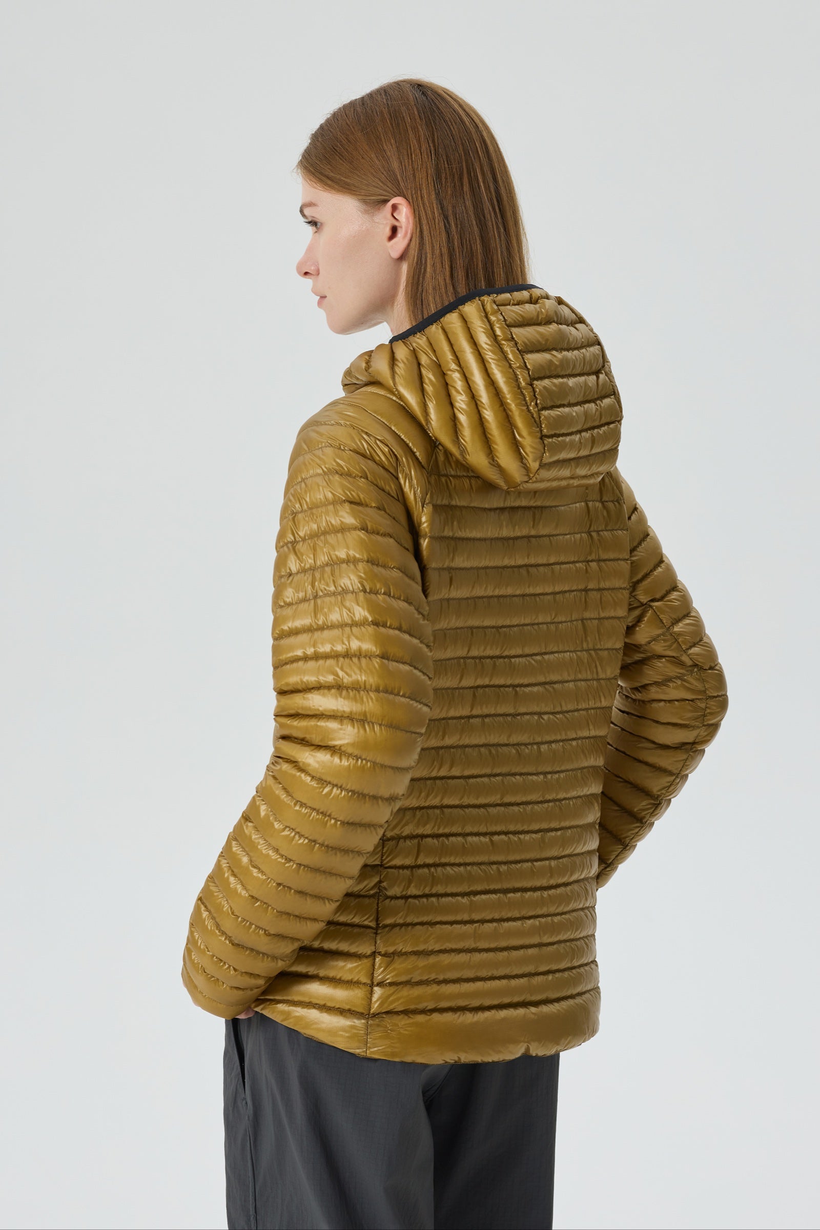 Aurora Hoody Goose Down Jacket brown view 7