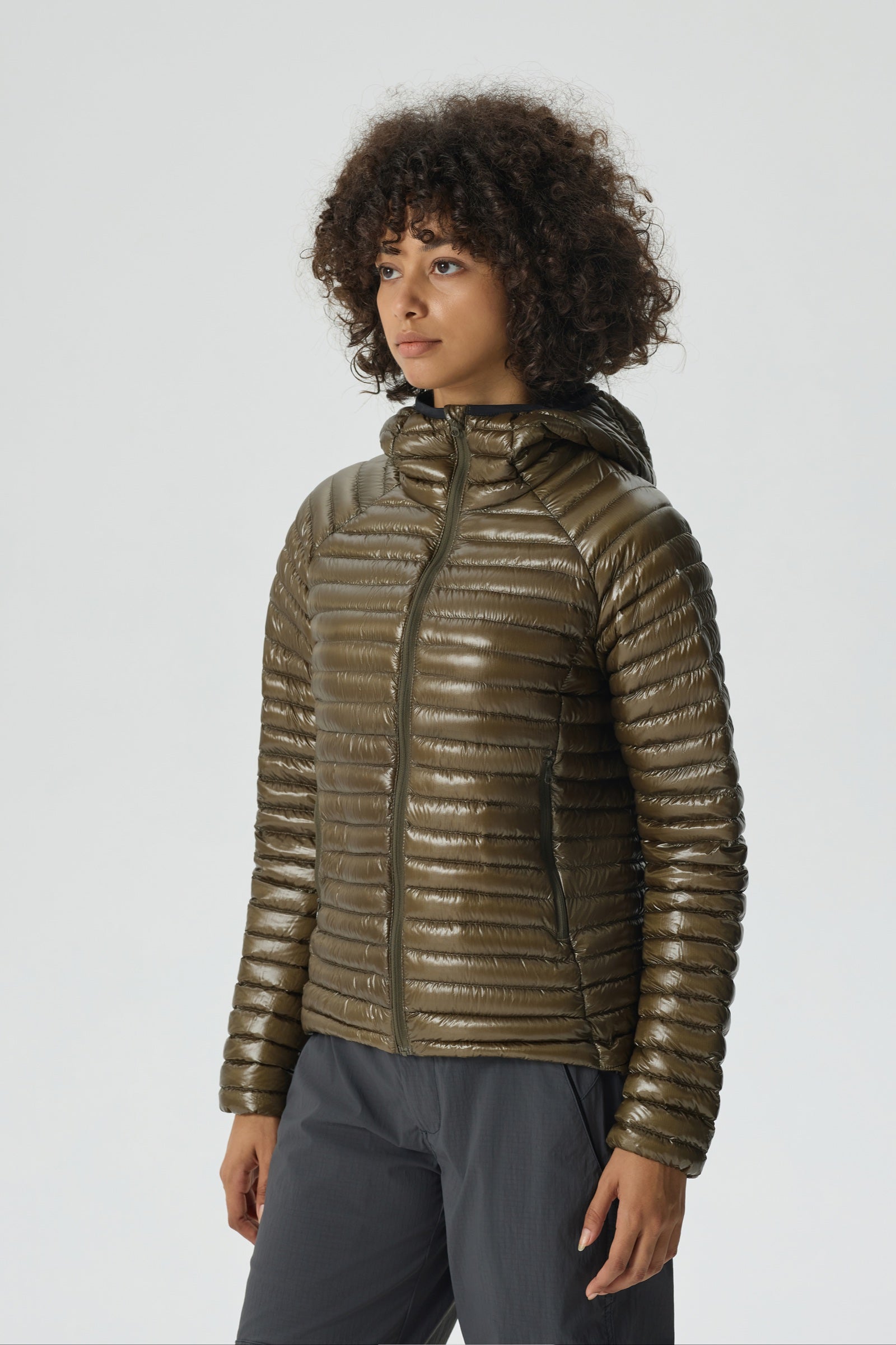 Aurora  Hoody Goose Down Jacket green view 7