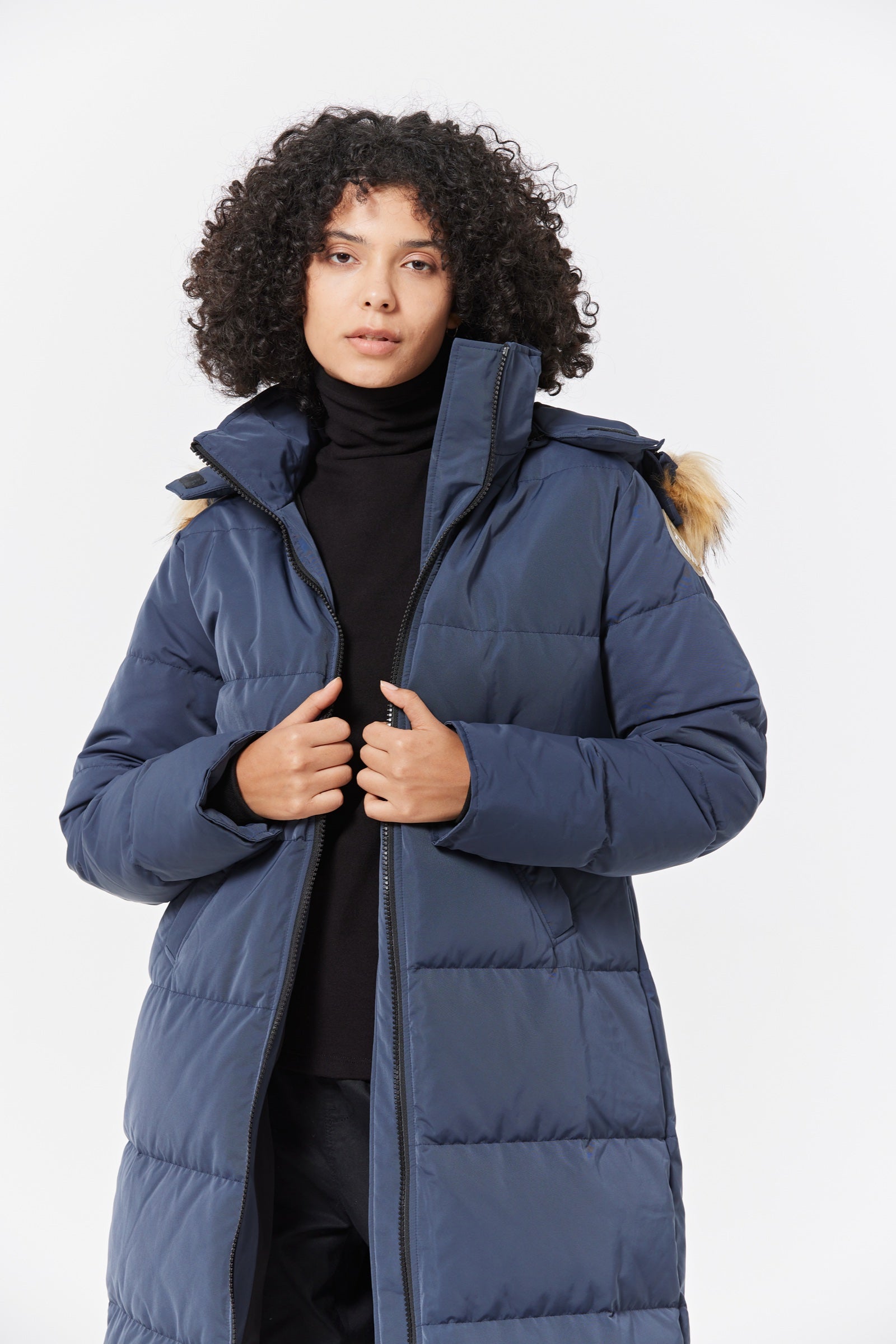 Waukee Long Down Parka Jacket navy view 5