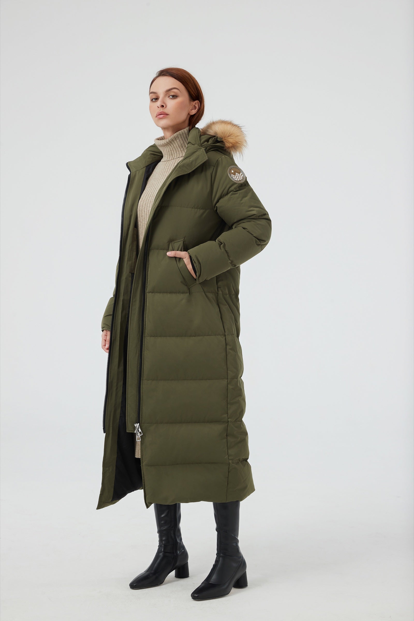 Waukee Long Down Parka Jacket olive view 5