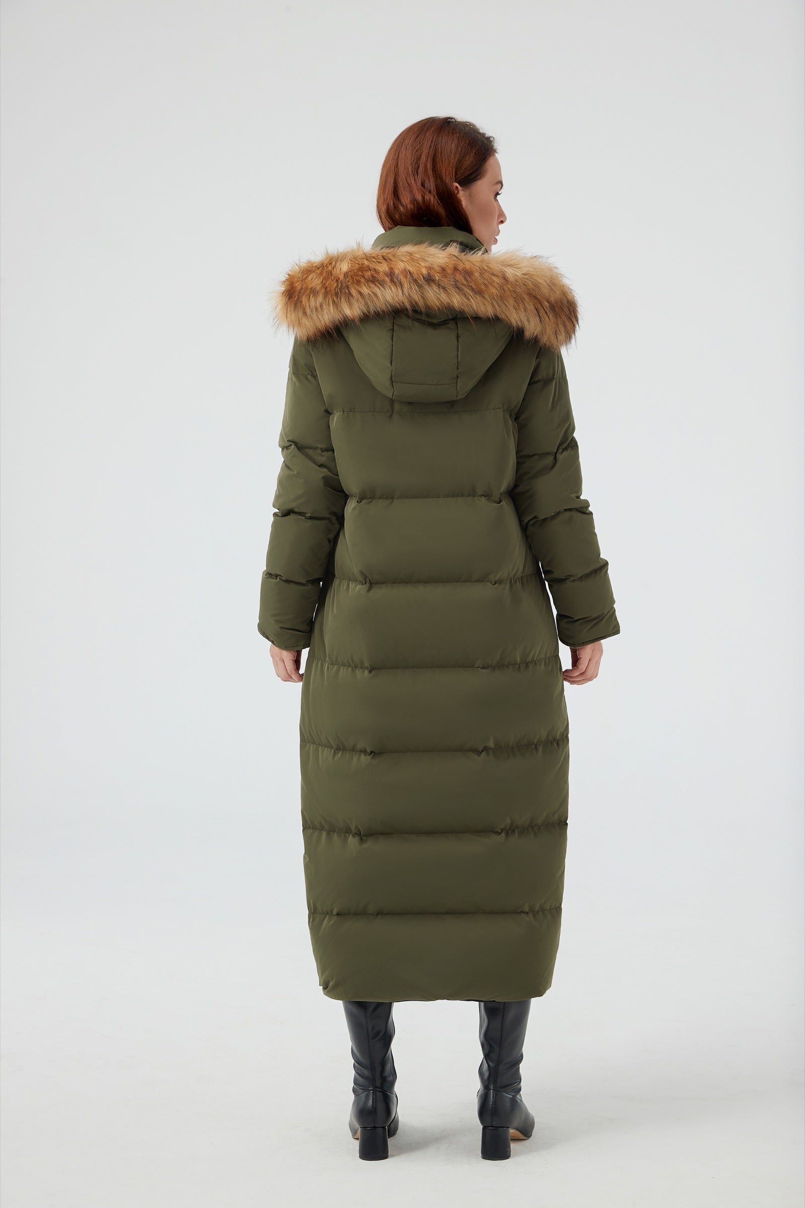 Waukee Long Down Parka Jacket olive view 4
