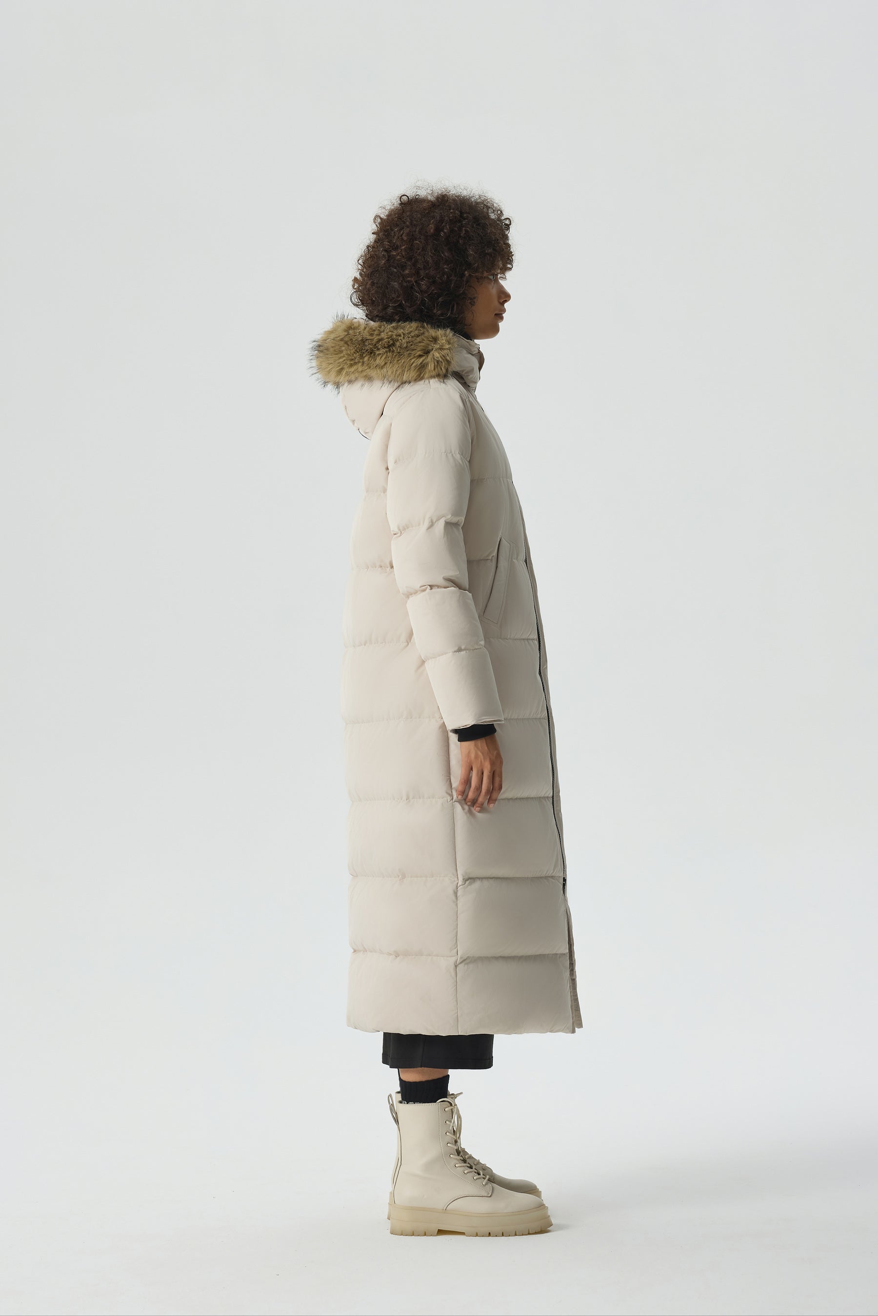 Waukee Long Down Parka Jacket white view 3