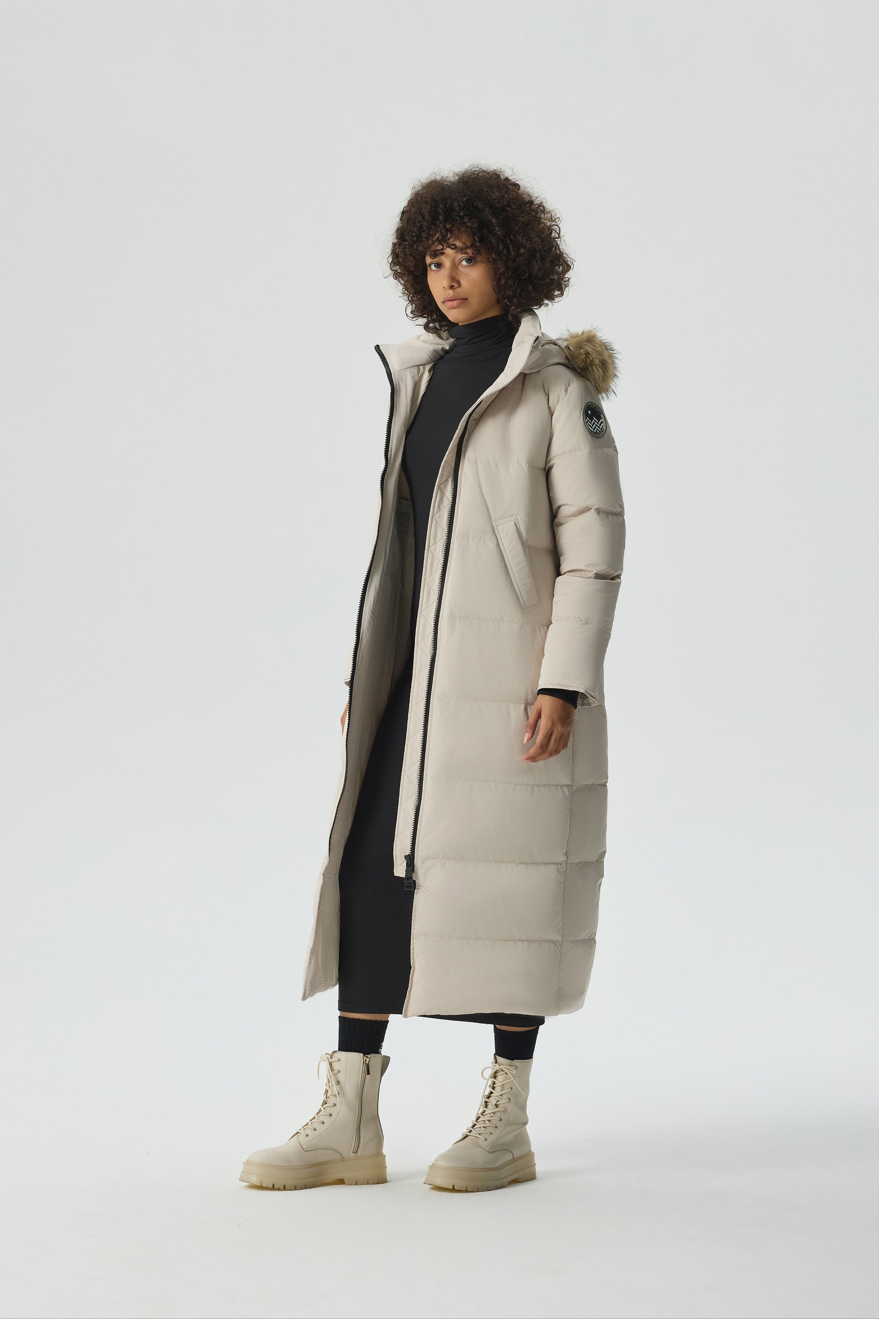 Waukee Long Down Parka Jacket white view 5
